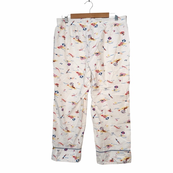 Lands End Beach Print Short Sleeve Button Down Pajama Set Size Medium 10-12 - Picture 7 of 10